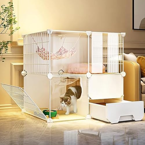 Geräumiges Katzengehege mit integrierter Katzentoilette, strapazierfähiger Laufstall für mehrere Katzen, abnehmbarer Drahtzwinger für einfache Reinigung und Transport Geräumiges Katzengehege mit integrierter Katzentoilette, strapazierfähiger Laufstall für mehrere Katzen, abnehmbarer Drahtzwinger für einfache Reinigung und Transport von Generisch