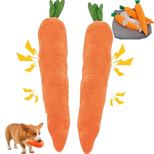 Giant Carrot Dog Toy, The Mellow Dog Calming Carrot, 11.42in/29.5in Large Stuffed Carrots pet Chew Toys for Small Medium Large Dogs, Dogs Toys Carrots with Sounds for Indoor Outdoor Play (L*2) von Generisch