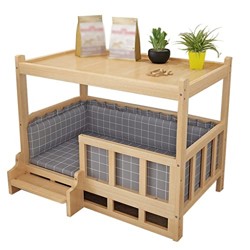 Golden Retriever & Teddy Holz-Nachttisch für Haustiere, stilvolles Holzbett-Design mit Wattepad, gemütliches Haustierhaus und Zubehör erhältlich von Generisch