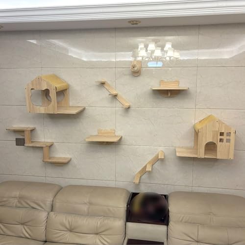Große Katzen Wandmontierter Kratzbaum - Set Katzenregale für Indoor Klettern DIY Katzenwände Spielplatz Möbel Katzenwand Möbel Große Katzen Wandmontierter Kratzbaum - Set Katzenregale für Indoor Klettern DIY Katzenwände Spielplatz Möbel Katzenwand Möbel von Generisch