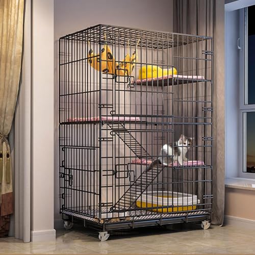 Große Katzenkäfige für Den Innenbereich mit Katzentoilette, Katzenkäfig für Draußen, Zusammenklappbare Katzenkäfige für Frettchen und Chinchillas Aus Draht mit Rollen, Tablett und Hängematte Große Katzenkäfige für Den Innenbereich mit Katzentoilette, Katzenkäfig für Draußen, Zusammenklappbare Katzenkäfige für Frettchen und Chinchillas Aus Draht mit Rollen, Tablett und Hängematte von Generisch