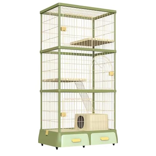Großer 3-lagiger Katzenkäfig für den Innenbereich mit Rädern, integriertes Katzentoilettenbett und Katzentoilette, perfekt für Katzen, Chinchillas und Kleintiere, geräumige Indoor-Katzenvilla, Grau Großer 3-lagiger Katzenkäfig für den Innenbereich mit Rädern, integriertes Katzentoilettenbett und Katzentoilette, perfekt für Katzen, Chinchillas und Kleintiere, geräumige Indoor-Katzenvilla, Grau von Generisch