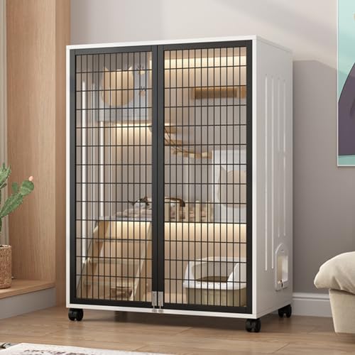 Großer 3-stöckiger Katzenkäfig mit Katzenklo - Katzengehege aus Holz für 1-2 Katzen, Indoor Katzenlaufstall mit Kratzbaum und Hängebrücke Großer 3-stöckiger Katzenkäfig mit Katzenklo - Katzengehege aus Holz für 1-2 Katzen, Indoor Katzenlaufstall mit Kratzbaum und Hängebrücke von Generisch
