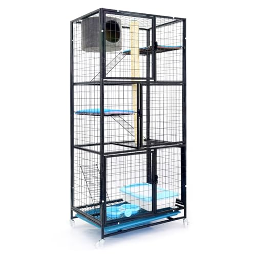 Großer 3-stöckiger Katzenkäfig mit Rädern – Indoor/Outdoor Laufstall für Katzen & Kätzchen, 96 x 64 x 170 cm, mit ausziehbarem Tablett und mehreren Plattformen, perfektes Balkongehege Großer 3-stöckiger Katzenkäfig mit Rädern – Indoor/Outdoor Laufstall für Katzen & Kätzchen, 96 x 64 x 170 cm, mit ausziehbarem Tablett und mehreren Plattformen, perfektes Balkongehege von Generisch