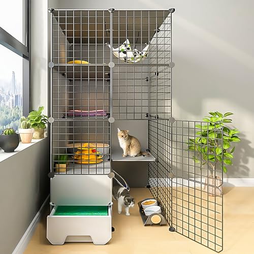 Großer 4-stöckiger Haustier-Laufstall mit Luxus-Katzenvilla und Katzenklo – Indoor Extra Space Käfig für Katzen – DIY-Design für ultimativen Komfort Großer 4-stöckiger Haustier-Laufstall mit Luxus-Katzenvilla und Katzenklo – Indoor Extra Space Käfig für Katzen – DIY-Design für ultimativen Komfort von Generisch