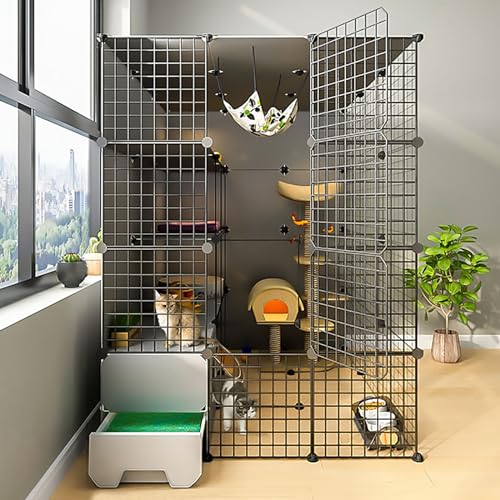 Großer 4-stöckiger Haustier-Laufstall mit Luxus-Katzenvilla und Katzenklo – Indoor Extra Space Käfig für Katzen – DIY-Design für ultimativen Komfort Großer 4-stöckiger Haustier-Laufstall mit Luxus-Katzenvilla und Katzenklo – Indoor Extra Space Käfig für Katzen – DIY-Design für ultimativen Komfort von Generisch