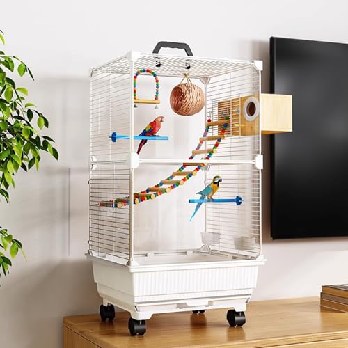 Großer Flugvogelkäfig für kleine Papageien & Vögel mit Spielzeug – ideal für Quäker, Nymphensittiche, Sonnensittiche, Sittiche, Finken, grüne Wangen, Wellensittiche von Generisch