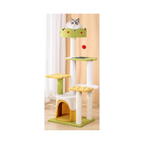 Großer Katzenbaum mit Kratzbaum, Sitzstange und hängendem Ballspielzeug – ideales Katzenschloss für den Innenbereich zum Spielen und Entspannen – perfekte Katzenmöbel für aktive Katzen von Generisch