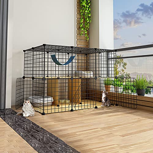 Großer Katzenkäfig – DIY Gehege mit Leitern, Anti-Spring-Kätzchen-Kiste für den Innen- und Außenbereich, von Generisch
