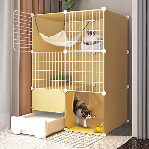Großer Katzenkäfig Indoor mit Katzenklo & Zubehör - Gehegebox für Katzen, Transportbox mit Leiter, Nest, Schüssel & Schaufel - Sicherer & geräumiger Katzenraum von Generisch