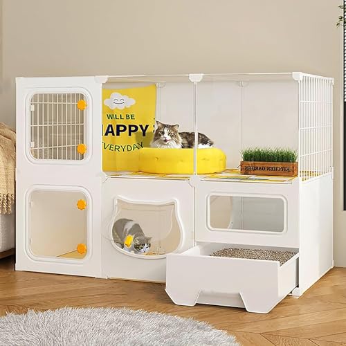 Großer Katzenkäfig Indoor mit geschlossener Katzentoilette, Katzenleiter, Lagendesign, leicht zu reinigen, Kapazität für 1-4 Katzen, Maße 141 x 46 x 106 cm Großer Katzenkäfig Indoor mit geschlossener Katzentoilette, Katzenleiter, Lagendesign, leicht zu reinigen, Kapazität für 1-4 Katzen, Maße 141 x 46 x 106 cm von Generisch