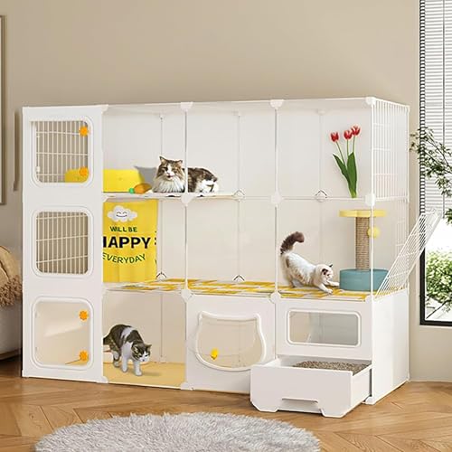 Großer Katzenkäfig Indoor mit geschlossener Katzentoilette, Katzenleiter, leicht zu reinigen, Schichtdesign Großer Katzenkäfig Indoor mit geschlossener Katzentoilette, Katzenleiter, leicht zu reinigen, Schichtdesign von Generisch