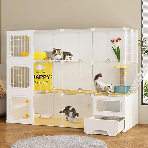 Großer Katzenkäfig Indoor mit geschlossener Katzentoilette, Katzenleiter und mehrschichtigem Design - Indoor Pet Home für 1-4 Katzen, leicht zu reinigen Großer Katzenkäfig Indoor mit geschlossener Katzentoilette, Katzenleiter und mehrschichtigem Design - Indoor Pet Home für 1-4 Katzen, leicht zu reinigen von Generisch