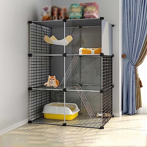 Großer Katzenkäfig für den Innenbereich, abnehmbarer DIY-Katzenlaufstall für Kleintiere, geräumiger Übungsbereich, ideal für Katzen und Welpen von Generisch