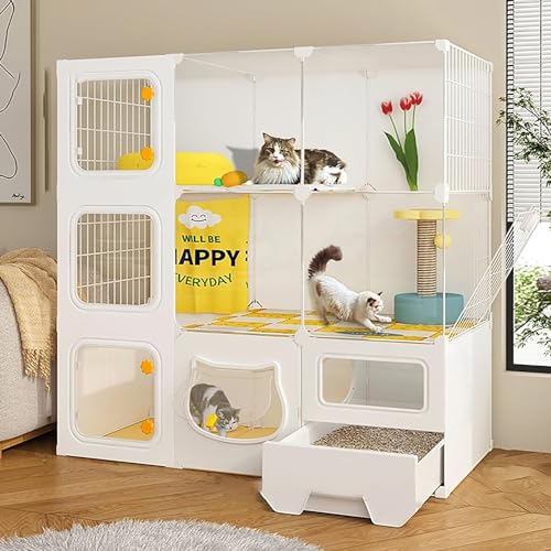 Großer Katzenkäfig für den Innenbereich, mit geschlossener Katzentoilette, Haustierheim für den Innenbereich, mit Katzenleiter, leicht zu reinigen, mehrstufiges Design Großer Katzenkäfig für den Innenbereich, mit geschlossener Katzentoilette, Haustierheim für den Innenbereich, mit Katzenleiter, leicht zu reinigen, mehrstufiges Design von Generisch