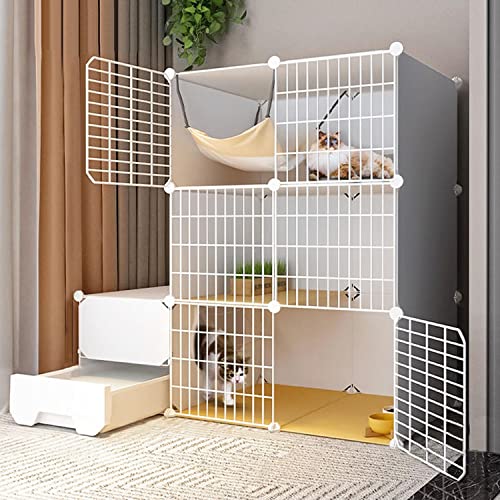 Großer Katzenkäfig für den Innenbereich mit Katzenklo, Gehege & Kiste für Katzen, Transportbox mit Leiter, Nest, Schüssel & Streuschaufel, sicheres Design für glückliche Haustiere von Generisch