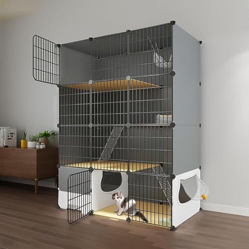 Großer Katzenkäfig für den Innenbereich mit Katzenklo – Abnehmbarer Katzenlaufstall & Kätzchengehege für Bewegung und Spielen Großer Katzenkäfig für den Innenbereich mit Katzenklo – Abnehmbarer Katzenlaufstall & Kätzchengehege für Bewegung und Spielen von Generisch
