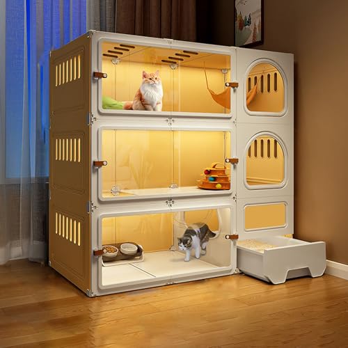 Großer Katzenkäfig mit Katzenklo 2/3/4 Etagen Indoor Katzenvilla und Outdoor Terrasse Gehege Geräumiges Design für Katzen von Generisch