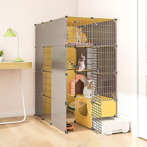 Großer Katzenkäfig mit Katzenklo - DIY Katzenlaufstall Indoor Gehege für Kleintiere - Abnehmbarer Drahtzwinger Kiste für Katzen - Idealer Übungsplatz Großer Katzenkäfig mit Katzenklo - DIY Katzenlaufstall Indoor Gehege für Kleintiere - Abnehmbarer Drahtzwinger Kiste für Katzen - Idealer Übungsplatz von Generisch