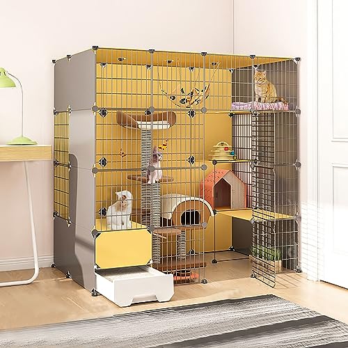 Großer Katzenkäfig mit Katzenklo - DIY Katzenlaufstall Indoor Gehege für Kleintiere - Abnehmbarer Drahtzwinger Kiste für Katzen - Idealer Übungsplatz Großer Katzenkäfig mit Katzenklo - DIY Katzenlaufstall Indoor Gehege für Kleintiere - Abnehmbarer Drahtzwinger Kiste für Katzen - Idealer Übungsplatz von Generisch