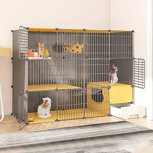 Großer Katzenkäfig mit Katzenklo - DIY Katzenlaufstall Indoor Gehege für Kleintiere - Abnehmbarer Drahtzwinger Kiste für Katzen - Idealer Übungsplatz Großer Katzenkäfig mit Katzenklo - DIY Katzenlaufstall Indoor Gehege für Kleintiere - Abnehmbarer Drahtzwinger Kiste für Katzen - Idealer Übungsplatz von Generisch
