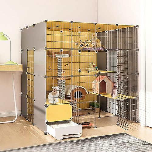 Großer Katzenkäfig mit Katzenklo - DIY Katzenlaufstall Indoor Gehege für Kleintiere - Abnehmbarer Drahtzwinger Kiste für Katzen - Idealer Übungsplatz Großer Katzenkäfig mit Katzenklo - DIY Katzenlaufstall Indoor Gehege für Kleintiere - Abnehmbarer Drahtzwinger Kiste für Katzen - Idealer Übungsplatz von Generisch