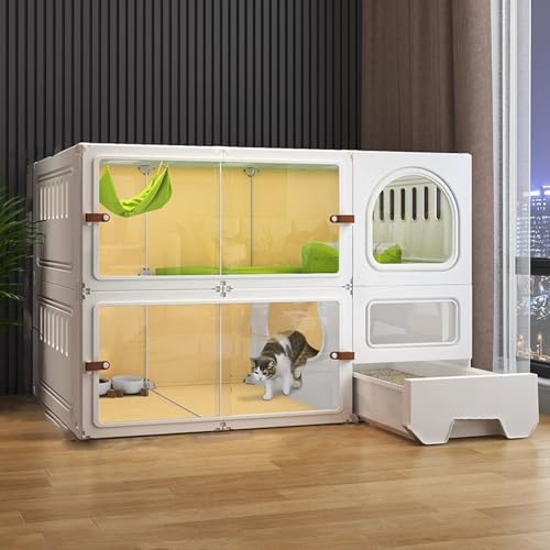 Großer Katzenkäfig mit Katzentoilette, 2-stöckige Wohnanlage für den Innenbereich und Terrassengehege für Katzen – Vierlagiges Design Großer Katzenkäfig mit Katzentoilette, 2-stöckige Wohnanlage für den Innenbereich und Terrassengehege für Katzen – Vierlagiges Design von Generisch