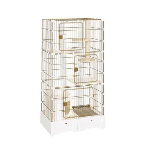 Großer Katzenkäfig mit Katzentoilette, Abnehmbares 3-stöckiges Katzengehege Laufstall für 1-3 Katzen, Universalrollen, von Generisch