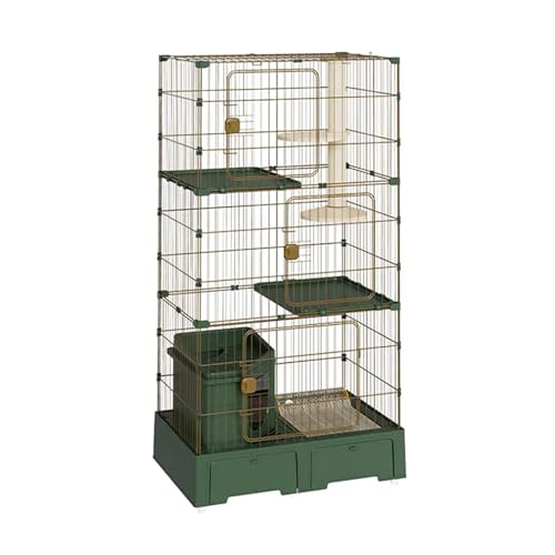 Großer Katzenkäfig mit Katzentoilette, Abnehmbares 3-stöckiges Katzengehege Laufstall für 1-3 Katzen, Universalrollen, von Generisch