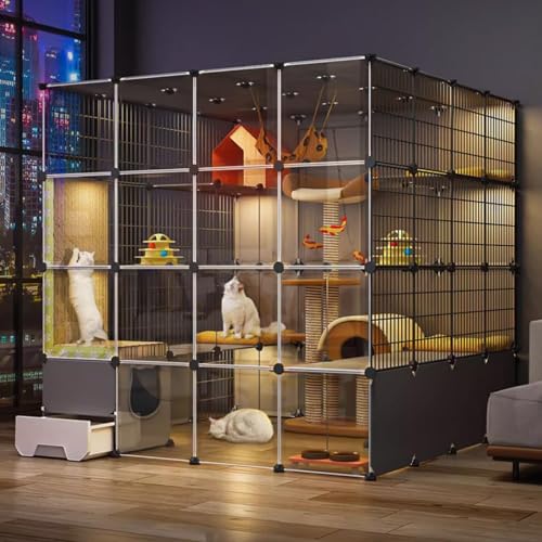 Großer Katzenkäfig mit Katzentoilette, Outdoor-Katzengehege für mehrere Katzen, ideal für Katzen, Welpen, Frettchen und Igel, langlebiger und geräumiger Haustier-Outdoor-Unterschlupf (L x B x H) 145 x von Generisch