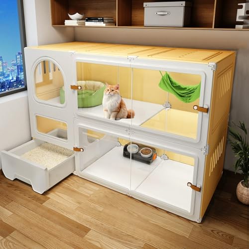 Großer Katzenkäfig mit Toilette – Katzenzaunpaneele für den Innenbereich, einfache Installation, kein Werkzeug erforderlich von Generisch