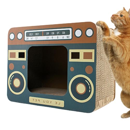 Großer Kratzbaum für Katzen, quadratisch, Radio, Ofen, Katze, interaktives Kratzbrett – Wellpapier-Pad, schützt Möbel reduziert Langeweile, Lounge-Bett für Kätzchen im Innenbereich von Generisch