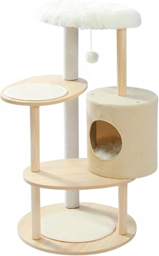 Großer Kratzbaum mit Klettergerüst, Kratzbäumen & Spielzeug - Haltbare hölzerne Katzenhausmöbel für aktive Katzen, perfekt zum Springen & Spielen von Generisch