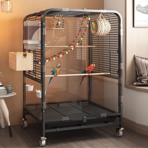 Großer Papageienkäfig mit 7-teiligem Spielzeug-Set für kleine Vögel wie Quaker, Nymphensittiche, Sonnensittiche, Sittiche, Finken, grüne Wangen Conure – 76 cm Dach-Vogelkäfig von Generisch