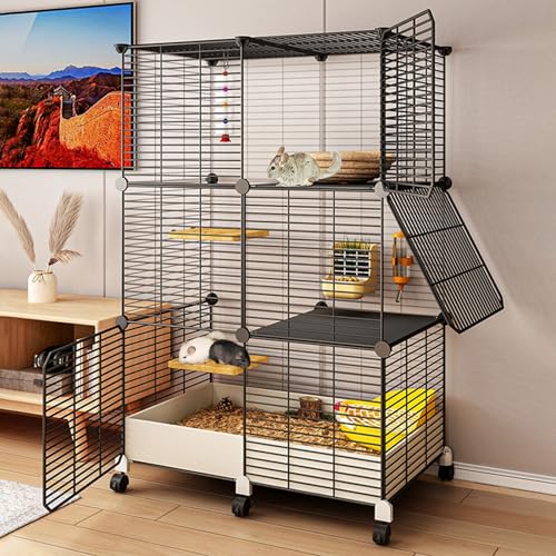 Großer Rattenkäfig, Meerschweinchenkäfig, Chinchilla-Käfig mit integrierter Schale, 16 cm Höhe für einfache Reinigung, Metalldraht, mobile Rollen Großer Rattenkäfig, Meerschweinchenkäfig, Chinchilla-Käfig mit integrierter Schale, 16 cm Höhe für einfache Reinigung, Metalldraht, mobile Rollen von Generisch