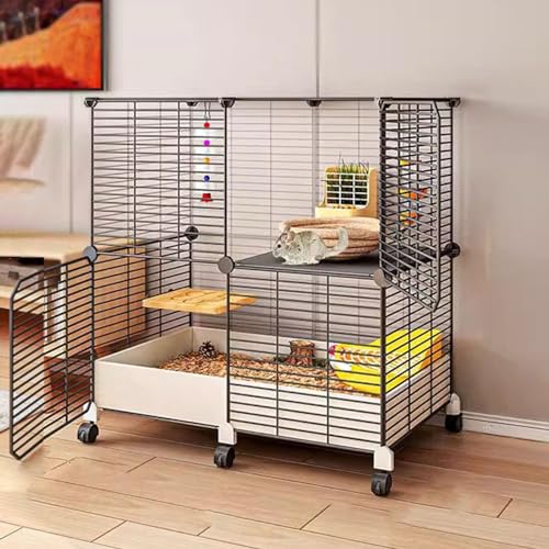 Großer Rattenkäfig, Meerschweinchenkäfig, Chinchilla-Käfig mit integrierter Schale, 16 cm Höhe für einfache Reinigung, Metalldraht, mobile Rollen Großer Rattenkäfig, Meerschweinchenkäfig, Chinchilla-Käfig mit integrierter Schale, 16 cm Höhe für einfache Reinigung, Metalldraht, mobile Rollen von Generisch