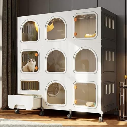 Großer mehrstöckiger Katzenlaufstall mit Rädern, DIY Käfig Gehege & Katzenklo Faltbare Metalldrahtkiste für Indoor Pet Safety and Comfort Großer mehrstöckiger Katzenlaufstall mit Rädern, DIY Käfig Gehege & Katzenklo Faltbare Metalldrahtkiste für Indoor Pet Safety and Comfort von Generisch