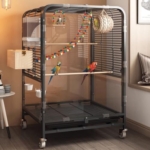 Großer transparenter Vogelkäfig mit komplettem Zubehör-Set, ideal für kleine Vögel wie Sonnenvögel und Munien von Generisch