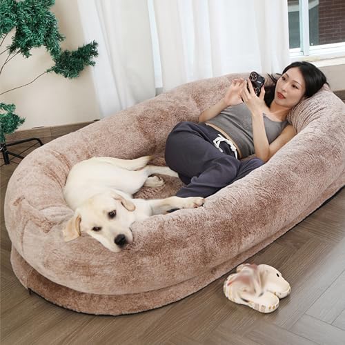 Großes Hundebett – luxuriöser waschbarer Kunstfell-Sitzsack mit passender Decke Großes Hundebett – luxuriöser waschbarer Kunstfell-Sitzsack mit passender Decke von Generisch