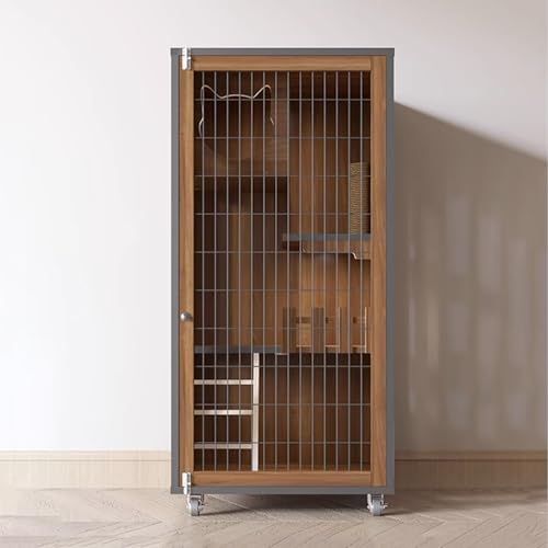 Großes Katzengehege Laufstall für den Innenbereich, mehrschichtiger Käfig aus Holz mit Eisentor und Rädern, atmungsaktiver Haustier-Laufstall in Holzfarbe mit Licht, freier Zugang Großes Katzengehege Laufstall für den Innenbereich, mehrschichtiger Käfig aus Holz mit Eisentor und Rädern, atmungsaktiver Haustier-Laufstall in Holzfarbe mit Licht, freier Zugang von Generisch