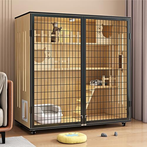 Großes Katzengehege für drinnen und draußen, multifunktional, abnehmbar, mit feststellbaren Rädern, für Katzen, Chinchilla, Kaninchen, Frettchen von Generisch