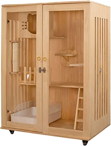Großes Katzenhaus aus Holz für Outdoor- und Indoor-Katzen, luxuriöses Multifunktionskatzenhaus mit Rädern – Outdoor-Katzenhaus für ultimativen Katzenkomfort Großes Katzenhaus aus Holz für Outdoor- und Indoor-Katzen, luxuriöses Multifunktionskatzenhaus mit Rädern – Outdoor-Katzenhaus für ultimativen Katzenkomfort von Generisch
