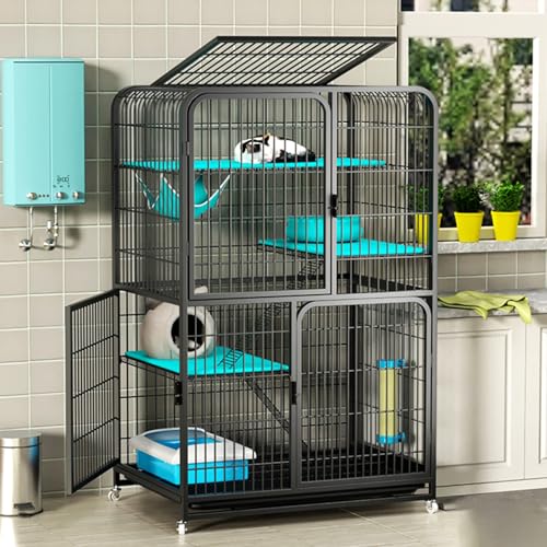 Großes Katzenhaus mit 4 Etagen, für drinnen und draußen, auf Rädern, schwarzes Katzenhaus für mehrere Katzen, mit herausnehmbarem Tablett, 78 x 55 x 137 cm Großes Katzenhaus mit 4 Etagen, für drinnen und draußen, auf Rädern, schwarzes Katzenhaus für mehrere Katzen, mit herausnehmbarem Tablett, 78 x 55 x 137 cm von Generisch