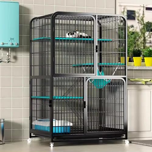 Großes Katzenhaus mit 4 Etagen auf Rädern für den Innen- und Außenbereich, geräumiges Katzengehege mit herausnehmbarem Tablett, ideal für mehrere Katzen, schwarz, 94 x 64 x 150 cm Großes Katzenhaus mit 4 Etagen auf Rädern für den Innen- und Außenbereich, geräumiges Katzengehege mit herausnehmbarem Tablett, ideal für mehrere Katzen, schwarz, 94 x 64 x 150 cm von Generisch