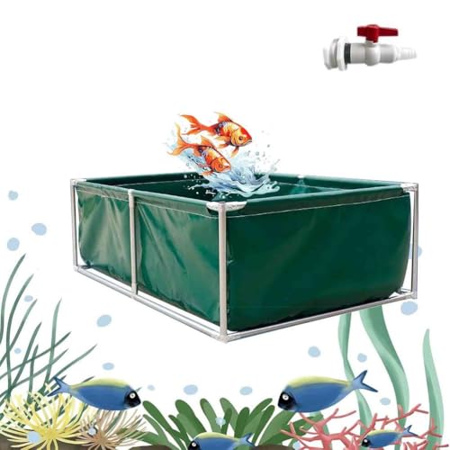 Großes freistehendes Koi-Fisch-Aquarium mit Stahlrahmen, flexible Teichfolie, 2 x 2 x 0,7 m, für Koi-Kultur und landwirtschaftliche Bewässerung von Generisch