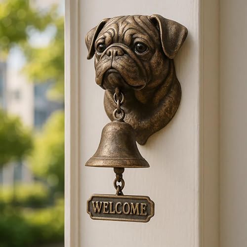 Gusseisen Hund Willkommen Türglocke, Willkommens-Türklingel für Hunde, Retro Metall Außen Bauernhaus Vintage Türglocke für Haustür, Hängende Wandmontage Hundekopf Kopfform Dekoration (#B) von Generisch