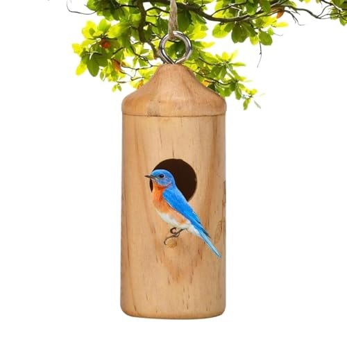 Hängen Sie Kolibri-Nisthaus aus Holz, Vogelhäuser für draußen, Vogelschaukelhäuser, Naturholznest für Kolibri-Zähne (Farbe: A) von Generisch