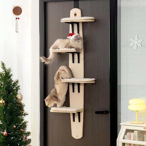 Hängendes Katzenregal Kletterer mit Kratzbrett & Kamm, mehrstufige über Tür Katzenspiel- und Schlaflösung für Indoor-Katzen Hängendes Katzenregal Kletterer mit Kratzbrett & Kamm, mehrstufige über Tür Katzenspiel- und Schlaflösung für Indoor-Katzen von Generisch