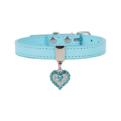 Halsband Hund Grosse Hunde Hundehalsband Haustierschnalle Hundekette Süßes Haustier Pfirsichherz Hundehalsband Seil Breit Gepolstert (Blue, M) von Generisch