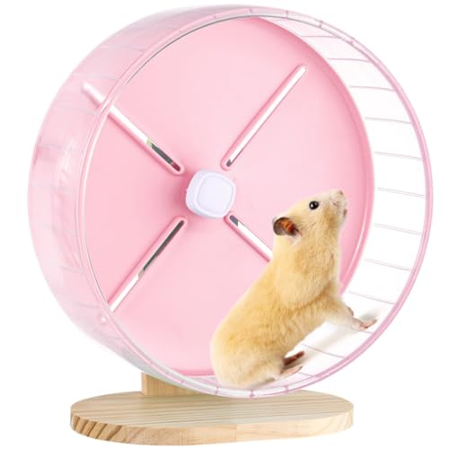 Hamster-Laufrad, 10,2 Zoll, leises Rad mit Ständer, verstellbarer Übungs-Chinchilla-Spinner für Zuckergleiter, Rennmäuse, Meerschweinchen, Holzsockel Hamster-Laufrad, 10,2 Zoll, leises Rad mit Ständer, verstellbarer Übungs-Chinchilla-Spinner für Zuckergleiter, Rennmäuse, Meerschweinchen, Holzsockel von Generisch